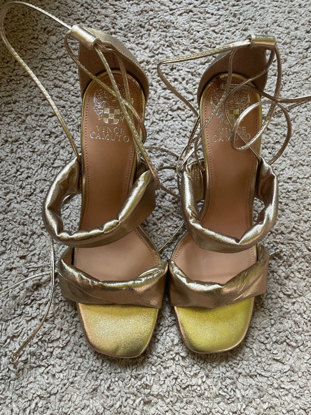 Vince Camuto Gold Strap Heels Size 9.5 Women's